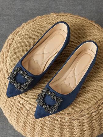 WHDXY 女士百搭阔腿裤、水钻尖头平底鞋、软底舒适经典一脚蹬平底鞋、蓝色休闲工作鞋、复古搭配牛仔紧身胸衣套装、尖头芭蕾平底鞋、复古仙女风格