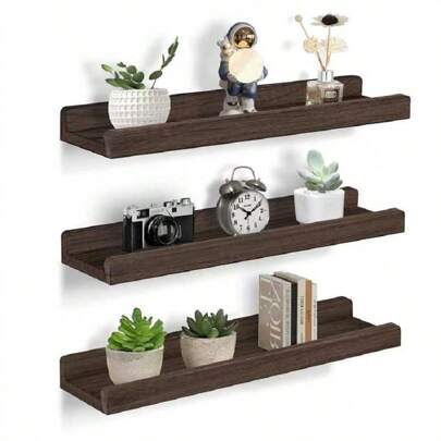 3 Stücke Vintage Holz Schweberegale, Wanddekorationsregale mit Ablage für Badezimmer, Küche, Schlafzimmer, Wohnzimmer, Herbst Heimdekoration