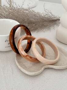 3 件/套复古简约别致树脂圆形手镯，个性化精致渐变色设计腕口，女士日常佩戴，节日礼物，多场合珠宝套装 - 彩色 - 查看 3