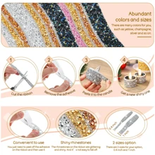 Resin Rhinestone Strip With Beaded Chain Mixed Sizes Diy Jewelry Accessory Stick-On Clothing Edging, Handbag, Shoes, Car Trim