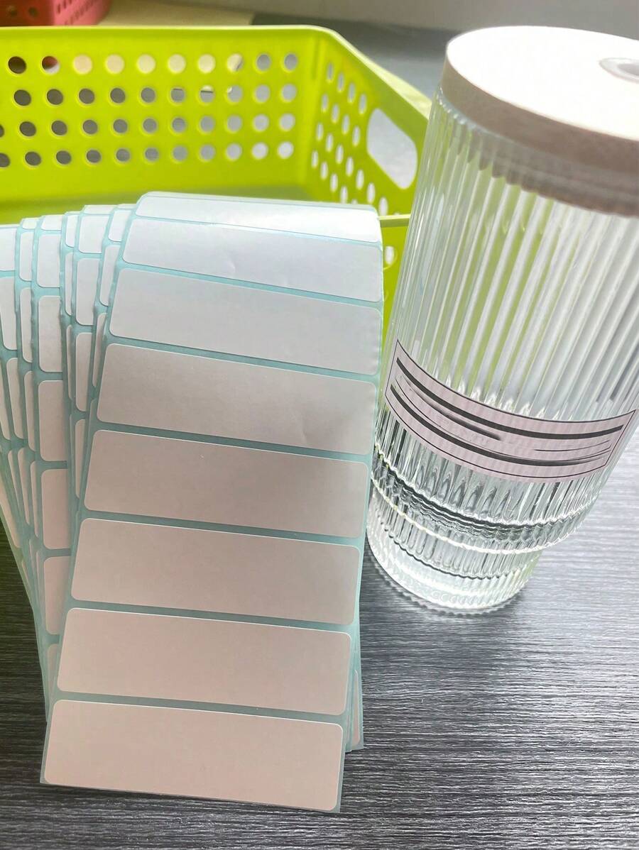 100入純色自黏標籤貼,多用途可書寫,適用辦公室與學校開學文具用品 - 白色 - 查看 1