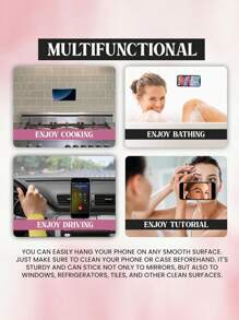 Apple Phone Holder Transparent Pink Phone Case Silicone Phone Suction Cup - 24 Packs Universal Suction Cups - Adhesive Strong Suction Cups - Multi-Scene Use Phone Silicone Suction Cup - Pink - View 8