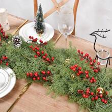 1 Stück Weihnachts-Kranz mit Winterkiefern, künstlicher Kiefern-Kranz mit Struktur, künstlicher Weihnachtskranz, grüner Kiefernkranz, künstlicher grüner Pflanzenkranz, saisonaler künstlicher Weihnachts-Kiefernnadel-Zypressen-Kranz für Innen- und Außendekorationen, geeignet für Tisch, Kamin, Wand, Innen- und Außenweihnachtsdekoration, realistischer Zedernkranz, Weihnachten
