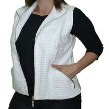 Elegant White Matelassé Women's Vest - 白色 - 查看 3