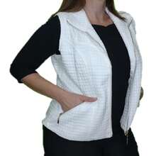 Elegant White Matelassé Women's Vest - 白色 - 查看 6