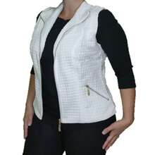 Elegant White Matelassé Women's Vest - 白色 - 查看 4