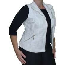 Elegant White Matelassé Women's Vest - 白色 - 查看 1
