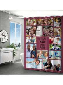 1pc Customized Flannel Shower Curtain, Custom Background, Custom Wedding Shower Curtain, Personalized Image, Custom Image, Extra Thick & Soft, All Seasons, Family & Friends Image, Gift For Friends & Family Home Bathroom Decor Fall Decor Bathroom Accessories Back To School