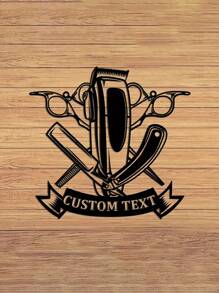 Logotipo de Parede de Metal Vintage Personalizado para Barbearia, Etiqueta de Nome de Barbeiro, Rótulo de Metal Personalizado para Barbearia, Arte de Parede de Metal para Salão de Beleza, Decoração de Parede da Barbearia, Presente para Cabeleireiro, Dia dos Namorados, Decoração do Dia dos Namorados