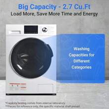 SMAD 2.7 Cu.Ft Compact Front Load Washing Machine, 25" Laundry Washer For Apartment Family Daily Use, Steam And Quick Wash, 16 Washing Cycles, 120V, White - 查看 3