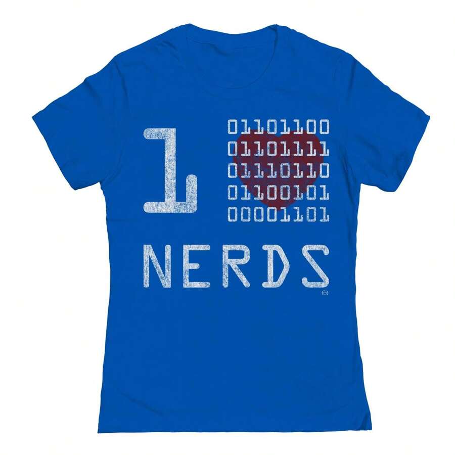Nearly There Binary Nerds Mens School Science Graphic Ladies Cotton T-Shirt - Xanh đậm - Xem 1