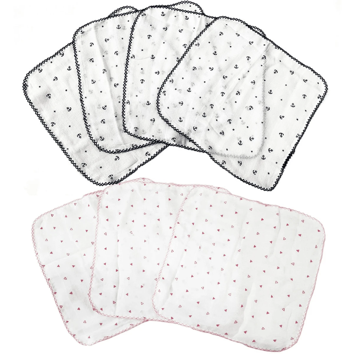 5 Cremer Diaper 33x33cm With Crochet 100% Cotton Newborn Baby - Blue - View 1