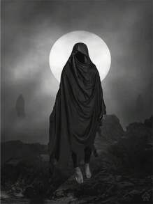 1 件万圣节黑暗学院派艺术黑死病海报印刷品适用于客厅家居装饰北欧哥特式恐怖女巫帆布画墙画无框架 - 彩色 - 查看 14