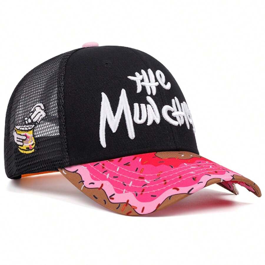 1pc Fashionable Personalized Donut Print Baseball Cap For Men, Hip Hop Style - Red Network - View 1