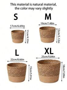 1pc Woven Seagrass Plant Basket, Indoor Woven Flower Pot, Indoor Outdoor Garden Decor, Woven Planter Basket For Potted Greenery