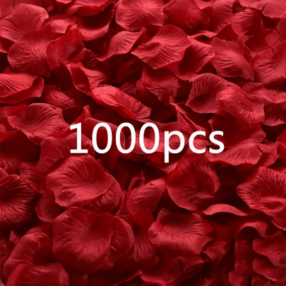 1000pcs, Fake Rose Petals, Red Rose Petals, Romantic Wedding And Valentine's Day Gift Decoration