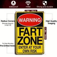 1pc Vintage Fart Zone Warning Sign - Funny Metal Sign For Bathroom, Kitchen And Office - Humorous Gift For Men And Women - Multicolor - View 6