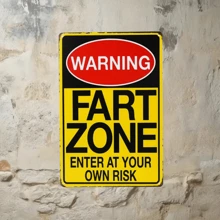 1pc Vintage Fart Zone Warning Sign - Funny Metal Sign For Bathroom, Kitchen And Office - Humorous Gift For Men And Women - Multicolor - View 8