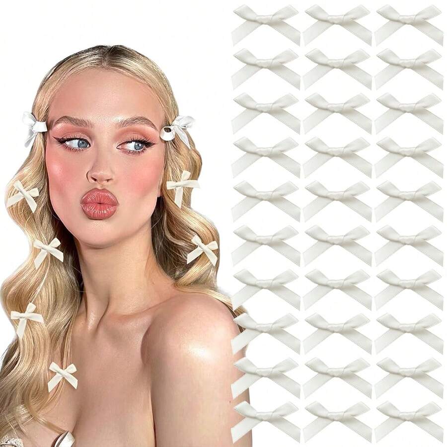 30 件/15 件米色丝带发夹，蝴蝶结发夹，优雅公主，丝滑发饰，可爱迷你，适合日常使用 - 米色 - 查看 1