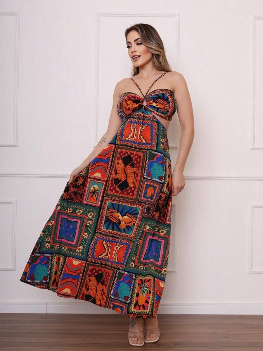 Long Strap Dress With Hollow Cups New Summer Moda - 彩色 - 查看 1