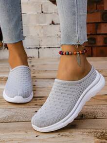 Zapatillas transpirables de moda para mujer, calzado deportivo bajo con suela gruesa y blanca, zapatos deportivos casuales versátiles para exteriores - Gris - Ver 2
