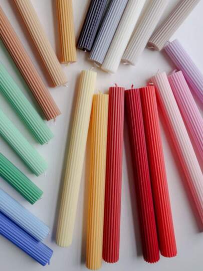 25cm Vertical Striped Candle Mold Striped Long Pole Column Plastic Candle Mold Thin Cylinder Pc Acrylic Candle Mold Wax Sticks Making Wedding Party Home Table Candle Decoration