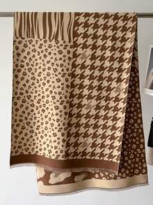 1 chiếc khăn choàng Cashmere giả họa tiết da báo và răng sói có thể đảo ngược, khăn choàng quấn dày ấm áp cho phụ nữ dùng trong phòng mát và mặc hàng ngày, mùa đông - Nhiều màu - Xem 2