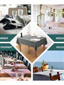 1pc Rectangular Solid Color Linen Tablecloth, Waterproof & Stain Resistant, Suitable For Kitchen, Dining Room, Coffee Table, Restaurants, Weddings, Gatherings, Birthday Parties