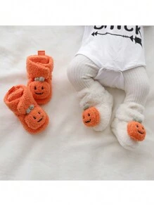Buty dla niemowląt z motywem dyni, ciepłe zimowe buty antypoślizgowe dla niemowląt i noworodków