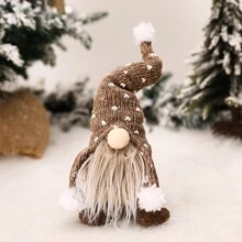 1pc/5pcs Faceless Old Man Knitted Figurine Decor, Christmas Santa Claus Decorations, Christmas Party Scene Prop, Home Living Room Desk Decor, Farmhouse Decor, Display Window Decor - Brown - View 12