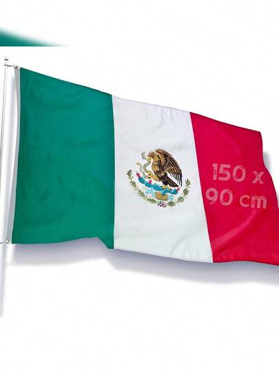 GRUPO CARNAVALLIA Bandera de México Tricolor Escudo México Viva México Fiestas Patrias 150x90cm Económica