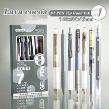 高吸引力按压笔同色多巴胺学生速干中性笔0.5毛笔问号笔套装ST黑色笔返校