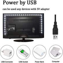 1 套 1m、2m、3m、4m、5m LED 3 键控制器 RGB 灯带，USB 供电 IP20 不防水灯带，DC5V 5050 RGB SMD 灯，30 灯/米，适用于家居装饰客厅卧室电视背景