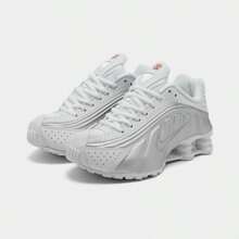 Women's Nike Shox R4 Casual Shoes - AR3565-101/Trắng/Trắng/Bạc kim loại/Cam tối đa - Xem 3