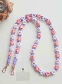 手工编织小雏菊花斜挎包/手提包带，配有手机挂绳和钥匙扣，可作为送给母亲、家人、朋友、生日、节日的手机挂饰、手机链的礼物 - 彩色 - 查看 15