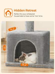 Feandrea Cat Tree, Cat Tower, Cat Condo For Kittens, Large Cat Perch, 2 Cat Caves, Scratching Post, Light Gray - Light Grey - View 3