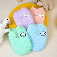 1 PC Winter Pet Dog Jacket Candy Color Clothes Small Dogs Clothing Coat Vest Trackable Pet Outfits - Pink - View 1