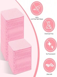 Lint Free Nail Wipes, 1000pcs/500pcs/200PCS/100pcs Nail Supplies Nail Polish Remover Wipes, Super Absorbent Soft Nail Wipes For Fingernail Polish Remover And Eyelash Extension Wipes For Nail Art Pink