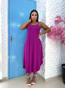MIDI DRESS WITH STRAP - Rose Red - View 1