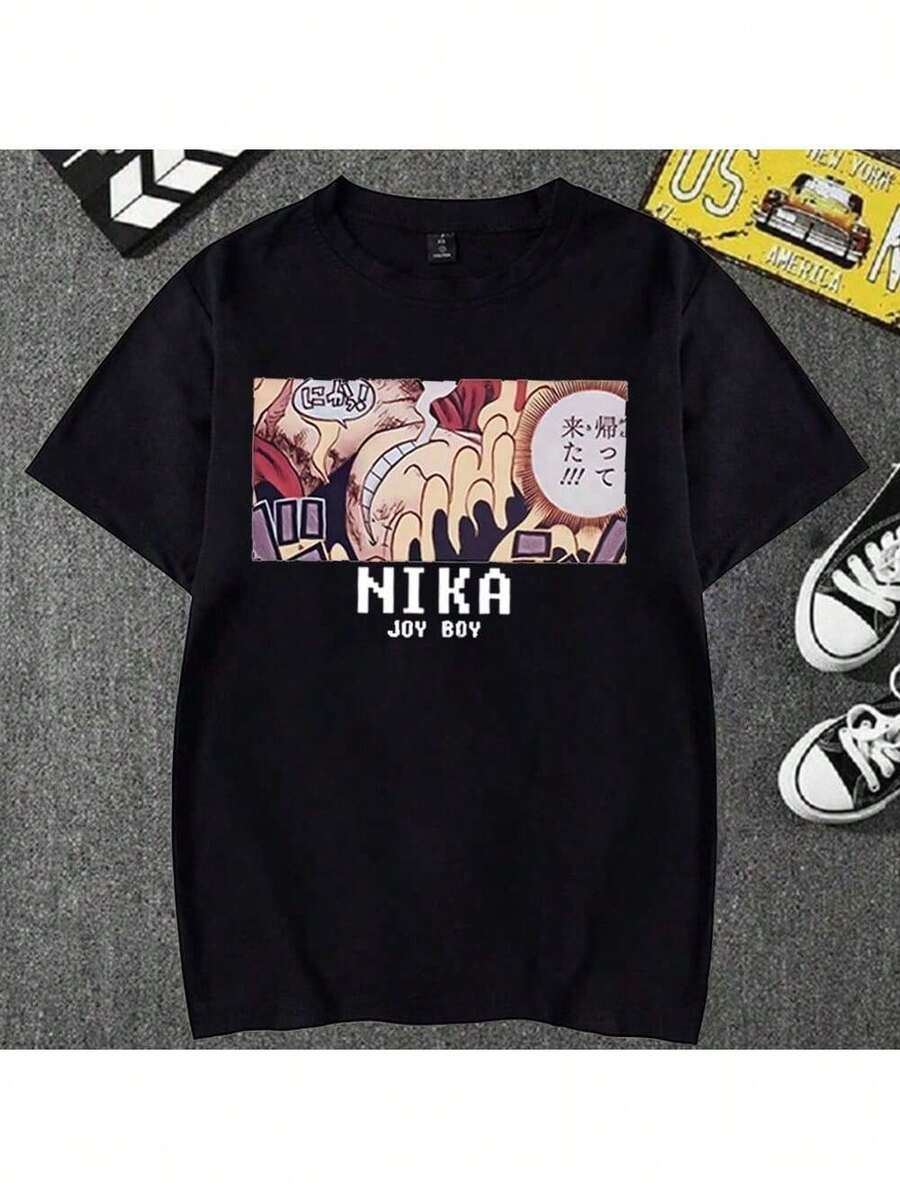 Anime Nika T-Shirt Unisex 100% Cotton Streetwear Launch Shipping Various Colors!! - màu đen - Xem 1