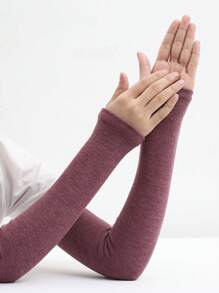 Zhenyanyouyun 1 双女士保暖羊毛臂套，男女通用超长袖保护套，适合驾驶、秋冬季防寒手套