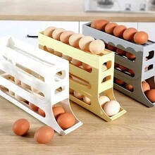 2pcs Random Delivery New Design Sliding Chute Egg Storage Box Automatic Roll Egg Holder,Kitchen Storage,Kitchen Organizer,Kitchen Organiser,Storage Items,Kitchen,Storage,Organizer,Organiser,Organization,Organizers,Drawer Organizer,Travel,Kitchen Items,Kitchen Utensils,Kitchen Tools,Kitchen Things. - Multicolor - View 2