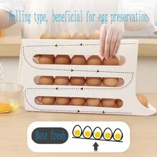 2pcs Random Delivery New Design Sliding Chute Egg Storage Box Automatic Roll Egg Holder,Kitchen Storage,Kitchen Organizer,Kitchen Organiser,Storage Items,Kitchen,Storage,Organizer,Organiser,Organization,Organizers,Drawer Organizer,Travel,Kitchen Items,Kitchen Utensils,Kitchen Tools,Kitchen Things. - Multicolor - View 5