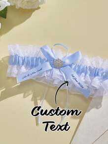 1件定制刺绣新娘吊袜带，个性化刺绣新娘纪念品吊袜带，个性化刺绣吊袜带，婚礼吊袜带，新娘礼物，结婚礼物，送给她的亮片秋季礼物，节日珍藏，冬季时尚，圣诞礼物，个性化圣诞装饰品，男女个性化礼物，圣诞配饰，秋季装饰，永恒的爱 - 彩色 - 查看 2