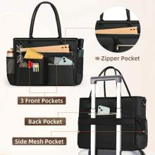 Laptop Bag For Women 15.6 Inch Work Teacher Tote Bag Nurse Bag Professional Laptop Tote Computer Messenger Shoulder Bag Large Handbag Business Office Work Bag Briefcase - 黑色 - 查看 6