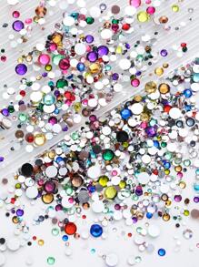 Đá giả kim cương giả bằng nhựa, hỗn hợp kích thước 2mm-6mm, 1440/2000 viên/gói, nhiều màu sắc, không cần keo nóng, mặt phẳng, có keo dính, dùng trang trí móng tay, đá giả kim cương lấp lánh, hạt nhựa dẻo, thích hợp cho trang trí móng tay, cốc, chai, ly, điện thoại, phụ kiện DIY mỹ phẩm, v.v. - Kích thước hỗn hợp - Xem 9