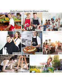 Kitchen Cooking Aprons, Adjustable Bib Soft Chef Apron With 1 Pockets For Men Women, Adjustable Bib Apron Waterdrop Resistant With 1 Pocket Cooking Kitchen Aprons For Women Men Chef, Apron For Baking, BBQ, Outdoor Cooking - Multicolor - View 7