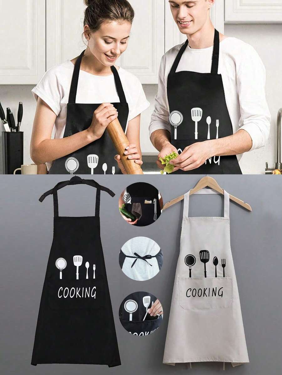 Kitchen Cooking Aprons, Adjustable Bib Soft Chef Apron With 1 Pockets For Men Women, Adjustable Bib Apron Waterdrop Resistant With 1 Pocket Cooking Kitchen Aprons For Women Men Chef, Apron For Baking, BBQ, Outdoor Cooking - Multicolor - View 1
