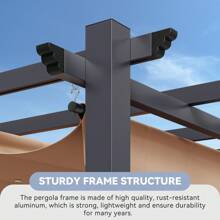 AOXUN Pérgola retráctil de 10'*10', pérgola de aluminio para patio, pérgola moderna con toldo retráctil para jardines - Marrón - Ver 4