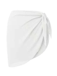 2 Pcs Swimsuit Coverups For Women Sarong Beach Wrap Sheer Short Skirt Chiffon Scarf Coverup For Swimwear Bathing Suit - 豹紋+白色 - 查看 3